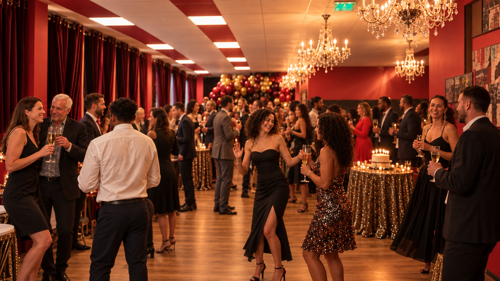 La salle aménagée pour un anniversaire