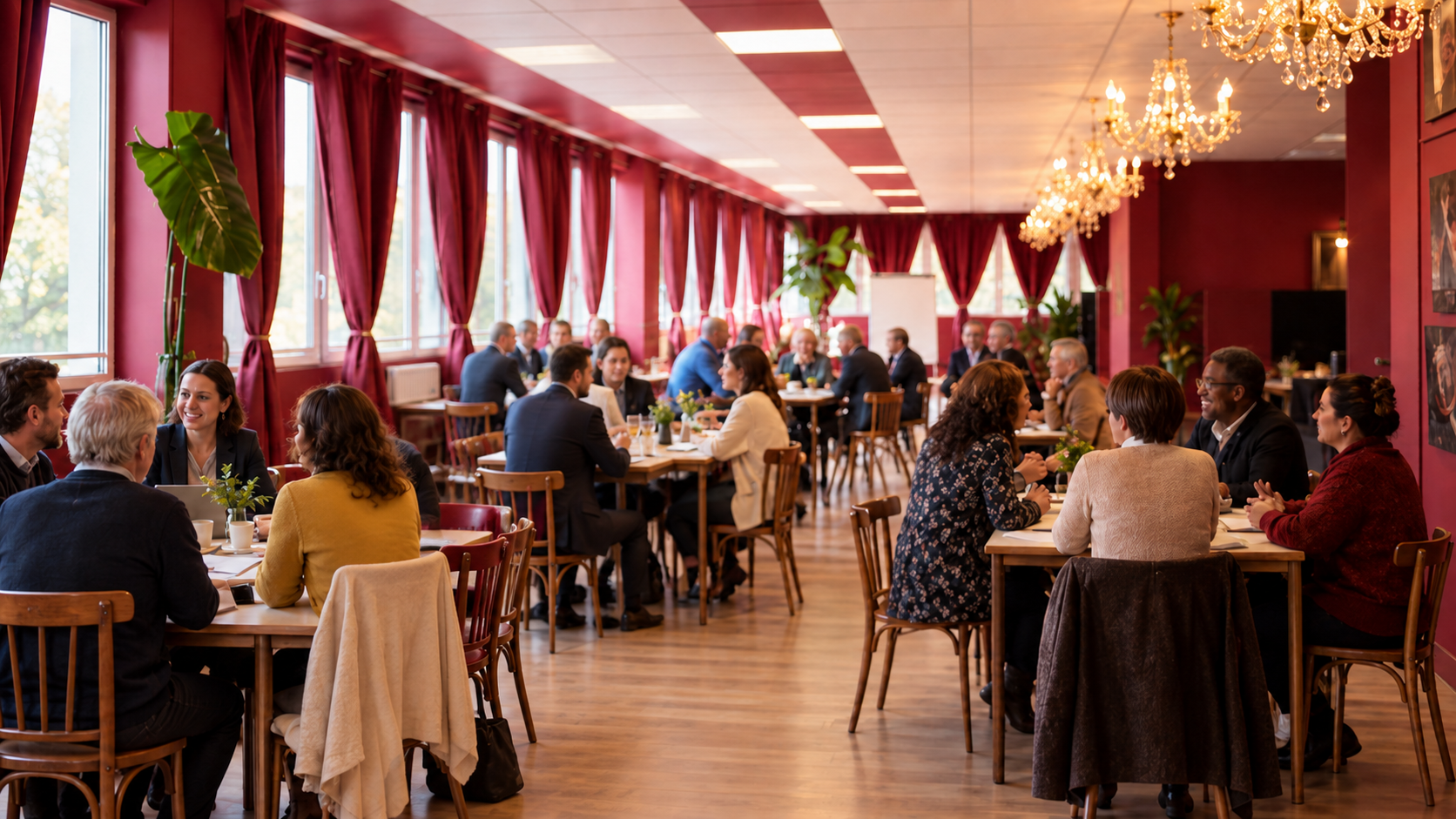 La salle aménagée pour une rencontre associative