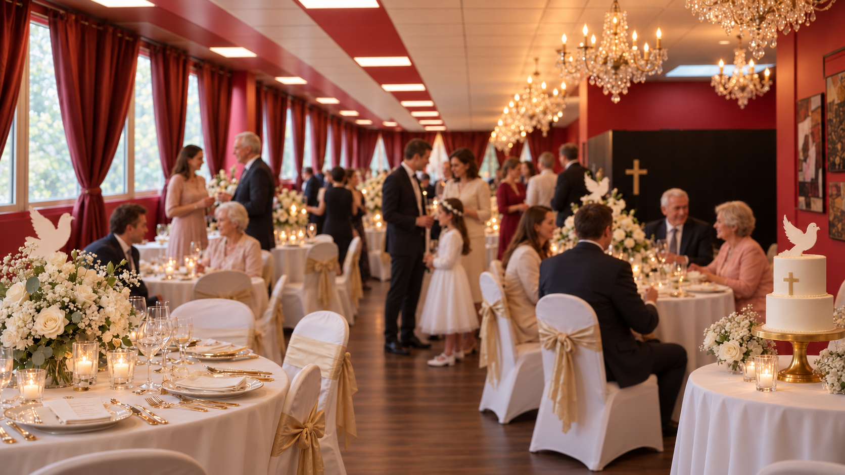 La salle aménagée pour une communion